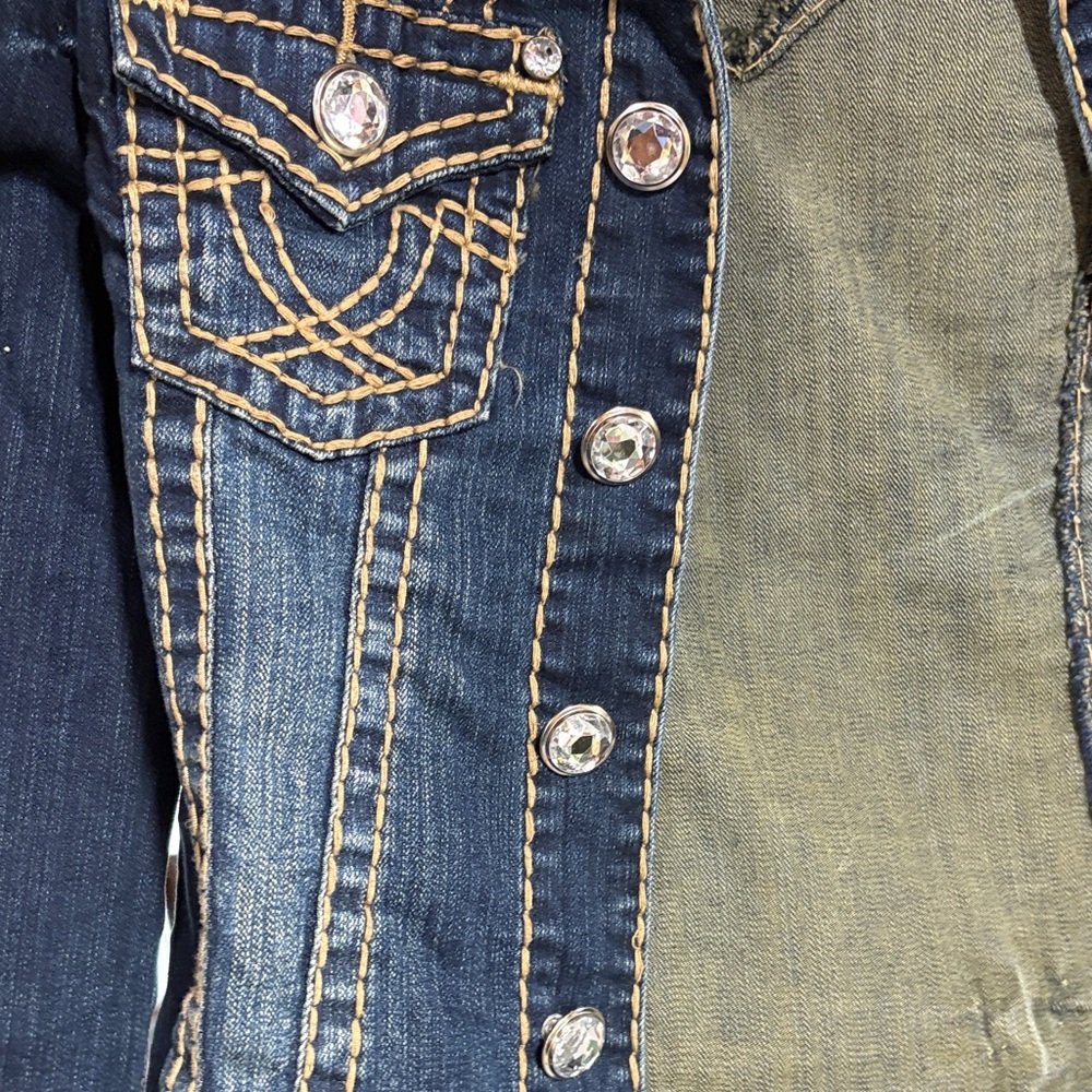 Dark Blue Denim Jacket with Contrast Stitching - Picture 2 of 5